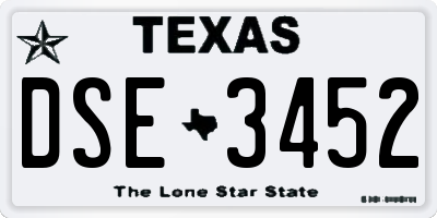 TX license plate DSE3452