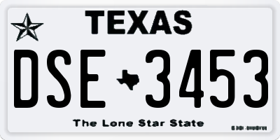 TX license plate DSE3453