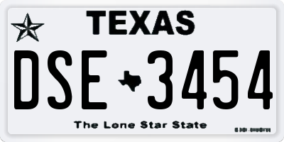 TX license plate DSE3454