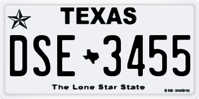 TX license plate DSE3455