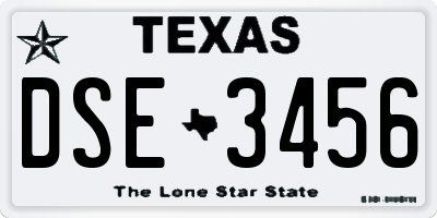 TX license plate DSE3456