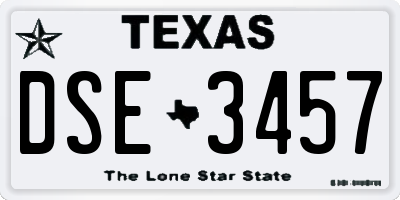 TX license plate DSE3457
