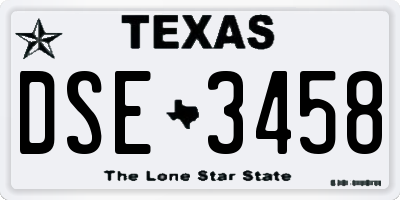 TX license plate DSE3458