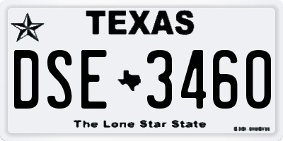 TX license plate DSE3460