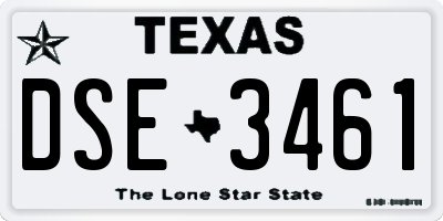 TX license plate DSE3461