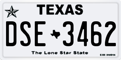 TX license plate DSE3462