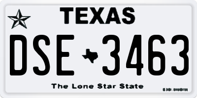 TX license plate DSE3463