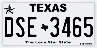 TX license plate DSE3465