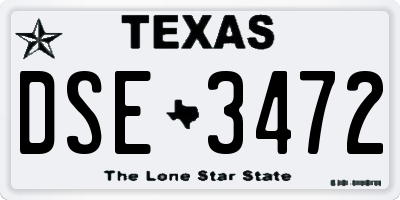 TX license plate DSE3472