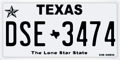 TX license plate DSE3474