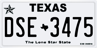 TX license plate DSE3475