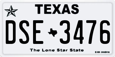 TX license plate DSE3476