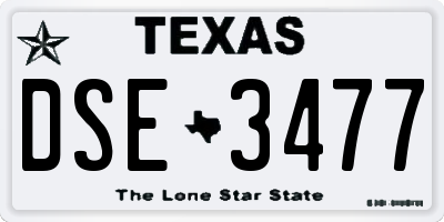 TX license plate DSE3477