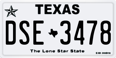 TX license plate DSE3478