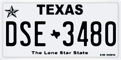 TX license plate DSE3480