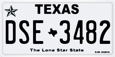 TX license plate DSE3482