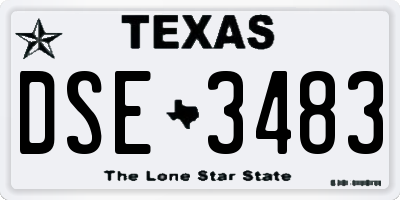 TX license plate DSE3483