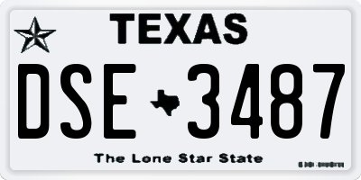 TX license plate DSE3487