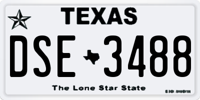 TX license plate DSE3488