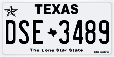 TX license plate DSE3489