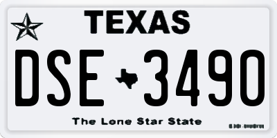 TX license plate DSE3490