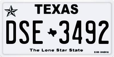 TX license plate DSE3492