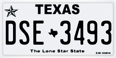 TX license plate DSE3493