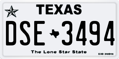 TX license plate DSE3494