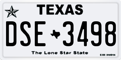 TX license plate DSE3498