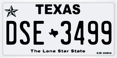 TX license plate DSE3499