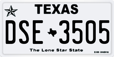 TX license plate DSE3505