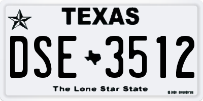 TX license plate DSE3512