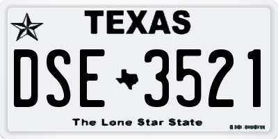 TX license plate DSE3521
