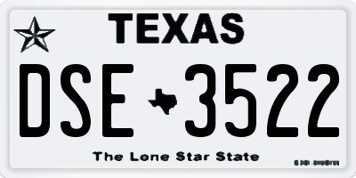 TX license plate DSE3522