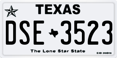 TX license plate DSE3523