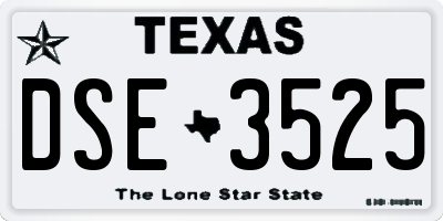 TX license plate DSE3525