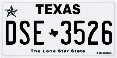 TX license plate DSE3526