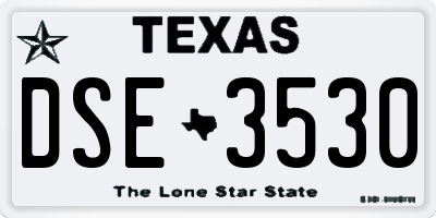 TX license plate DSE3530