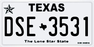 TX license plate DSE3531