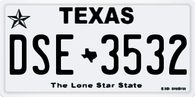 TX license plate DSE3532