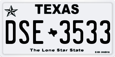 TX license plate DSE3533