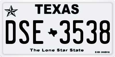 TX license plate DSE3538