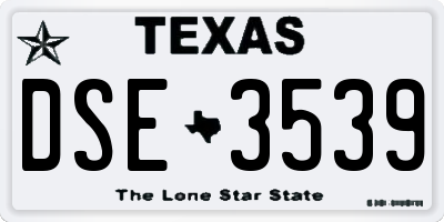 TX license plate DSE3539