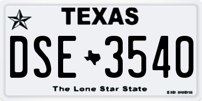 TX license plate DSE3540