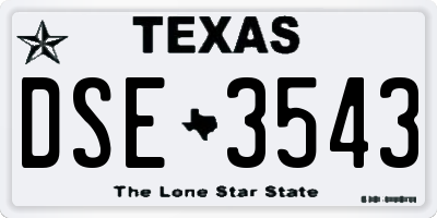 TX license plate DSE3543