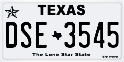 TX license plate DSE3545