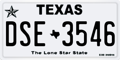 TX license plate DSE3546