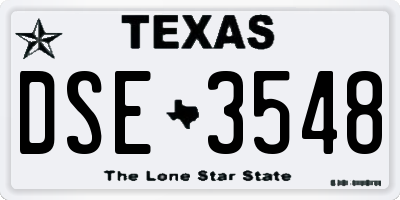 TX license plate DSE3548