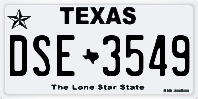 TX license plate DSE3549