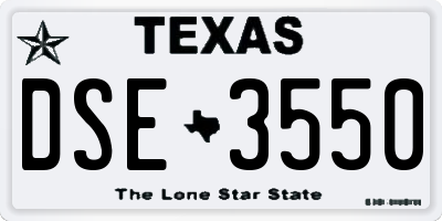 TX license plate DSE3550